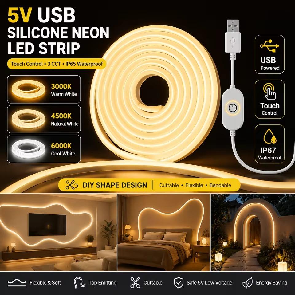 Lighting Bolt Decor - Silicone USB LED Strip Light Flexible