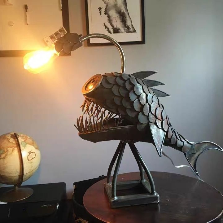Decor Lighting Floor Lamps - Vintage Retro Metal Angler Fish Floor