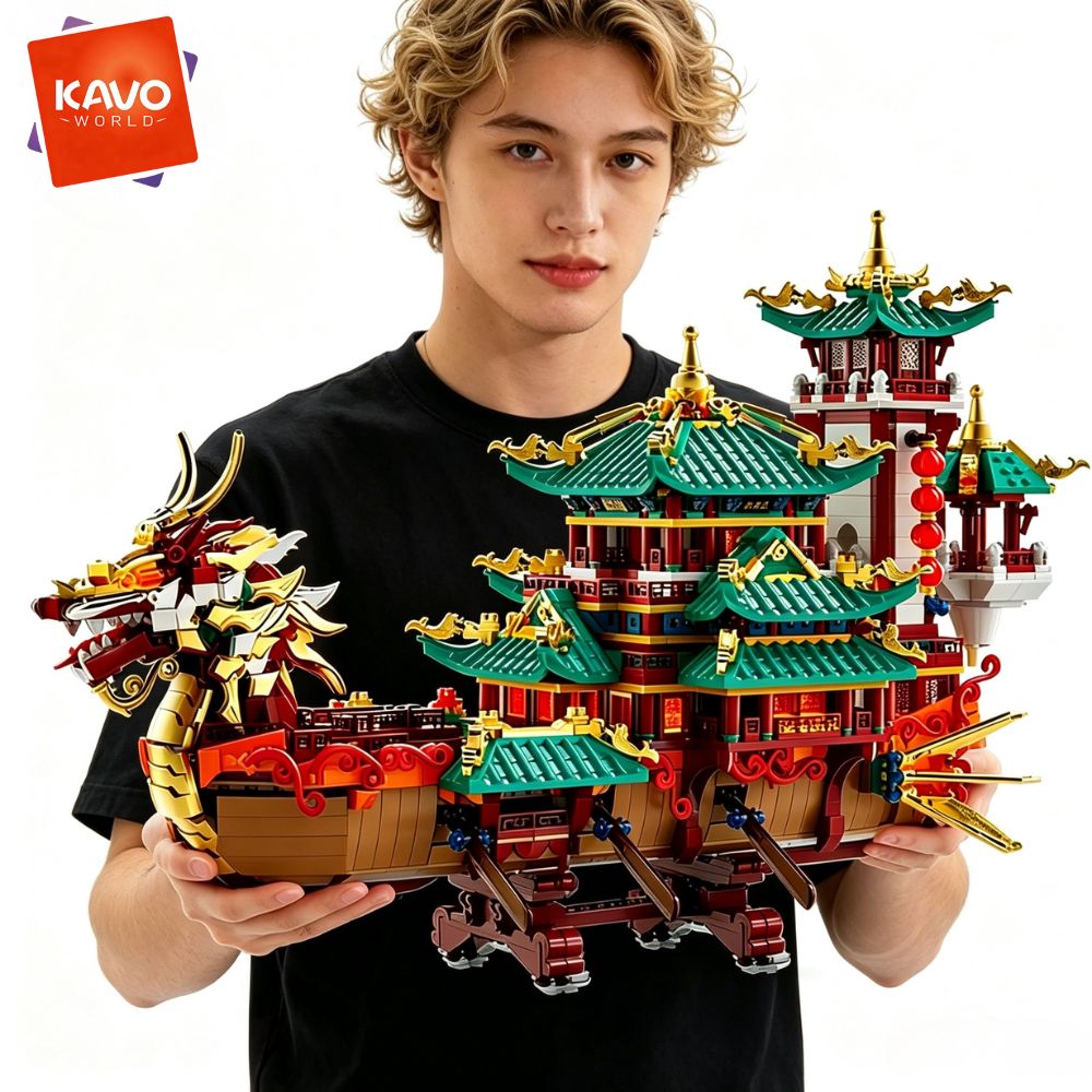 Lantern Paper Solar - KAVOWORLD 2453pcs Dragon Boat Building Blocks