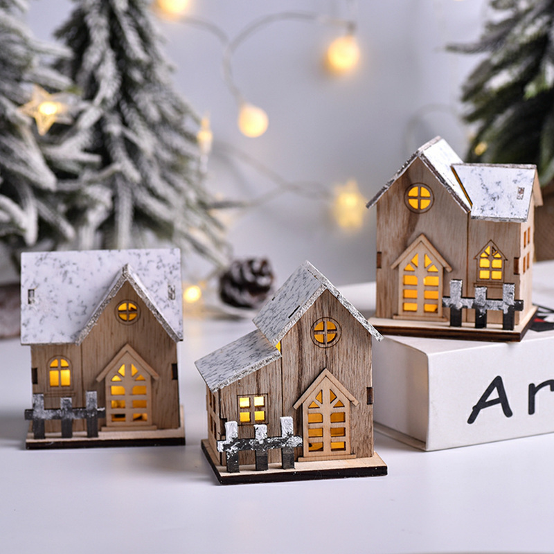 Home Decor Lighting Tree - Christmas LED Light Wooden House Luminous