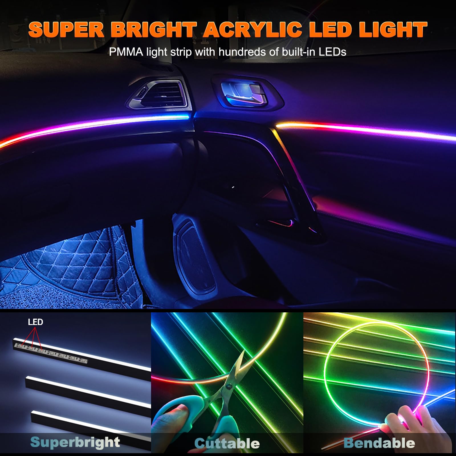2IN1 Dynamic Neon Car Ambient  - Lighting Bolt Decor 评论和价格