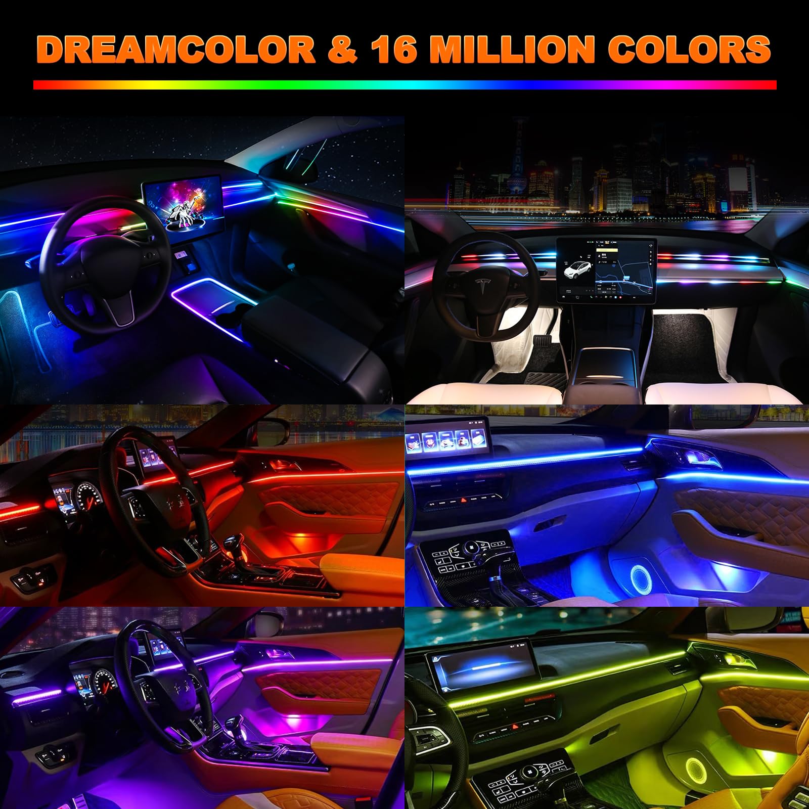2IN1 Dynamic Neon Car Ambient  - Lighting Bolt Decor 评论和价格