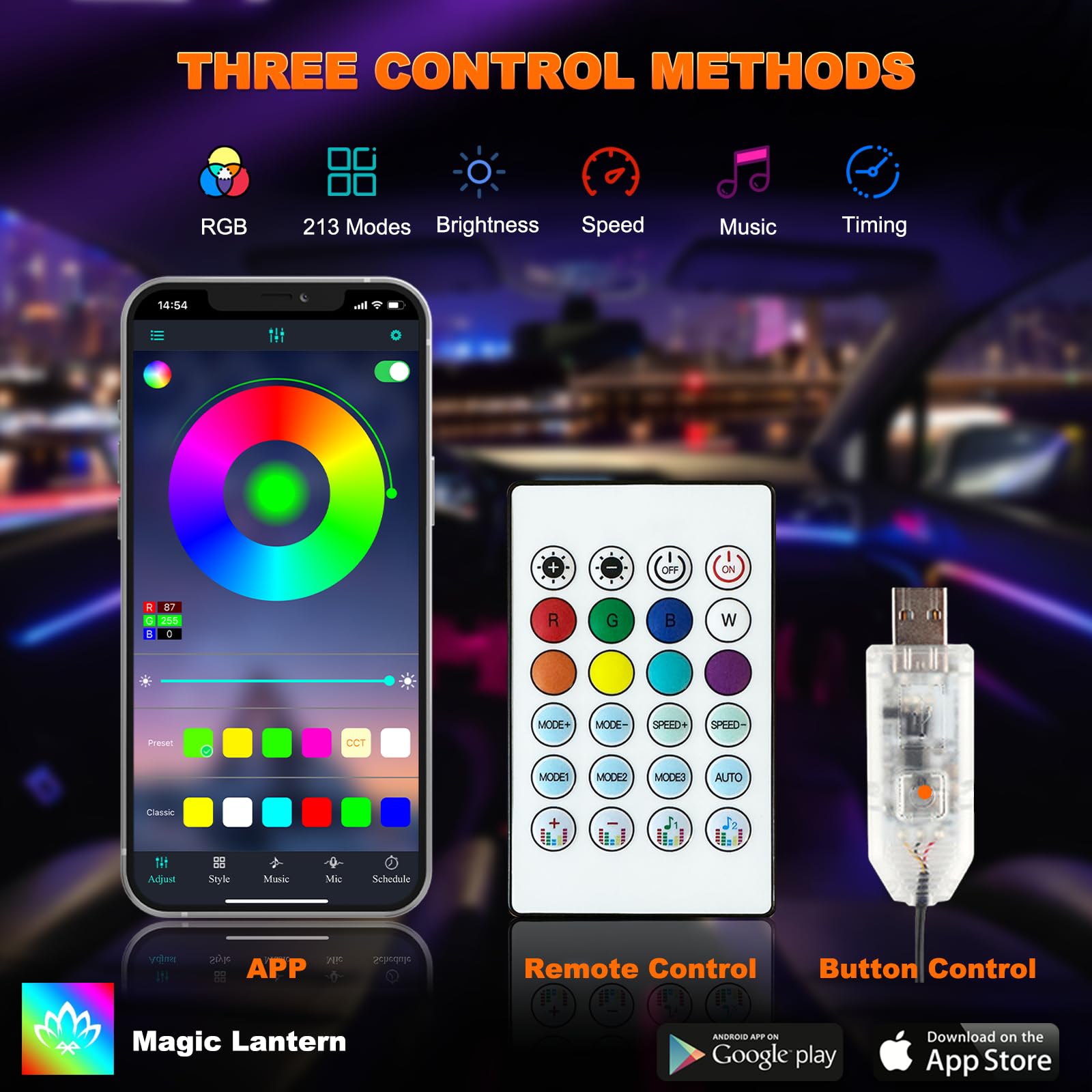 2IN1 Dynamic Neon Car Ambient  - Lighting Bolt Decor 评论和价格