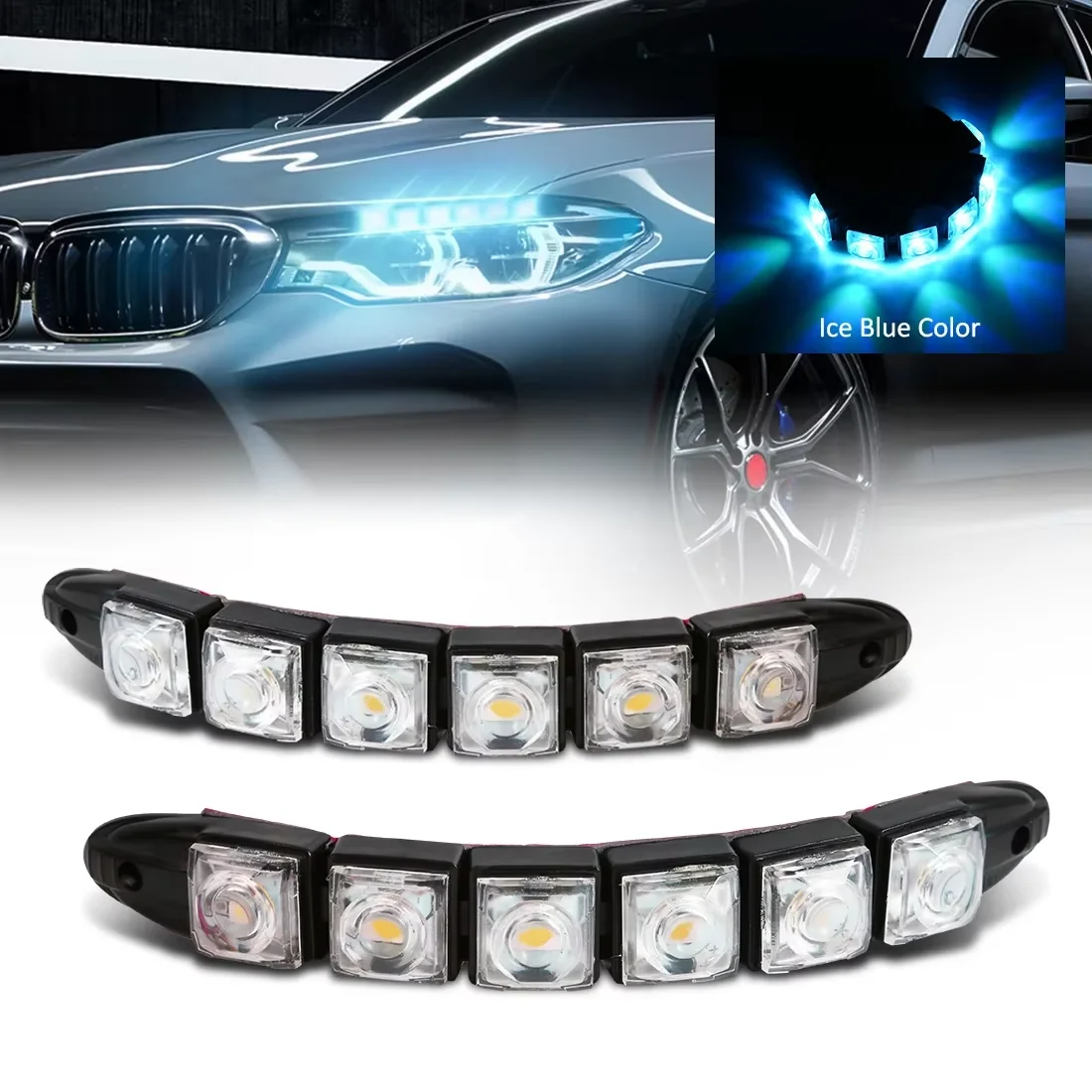 2PCS LED Waterproof DRL Light  - Lighting Bolt Decor 评论和价格