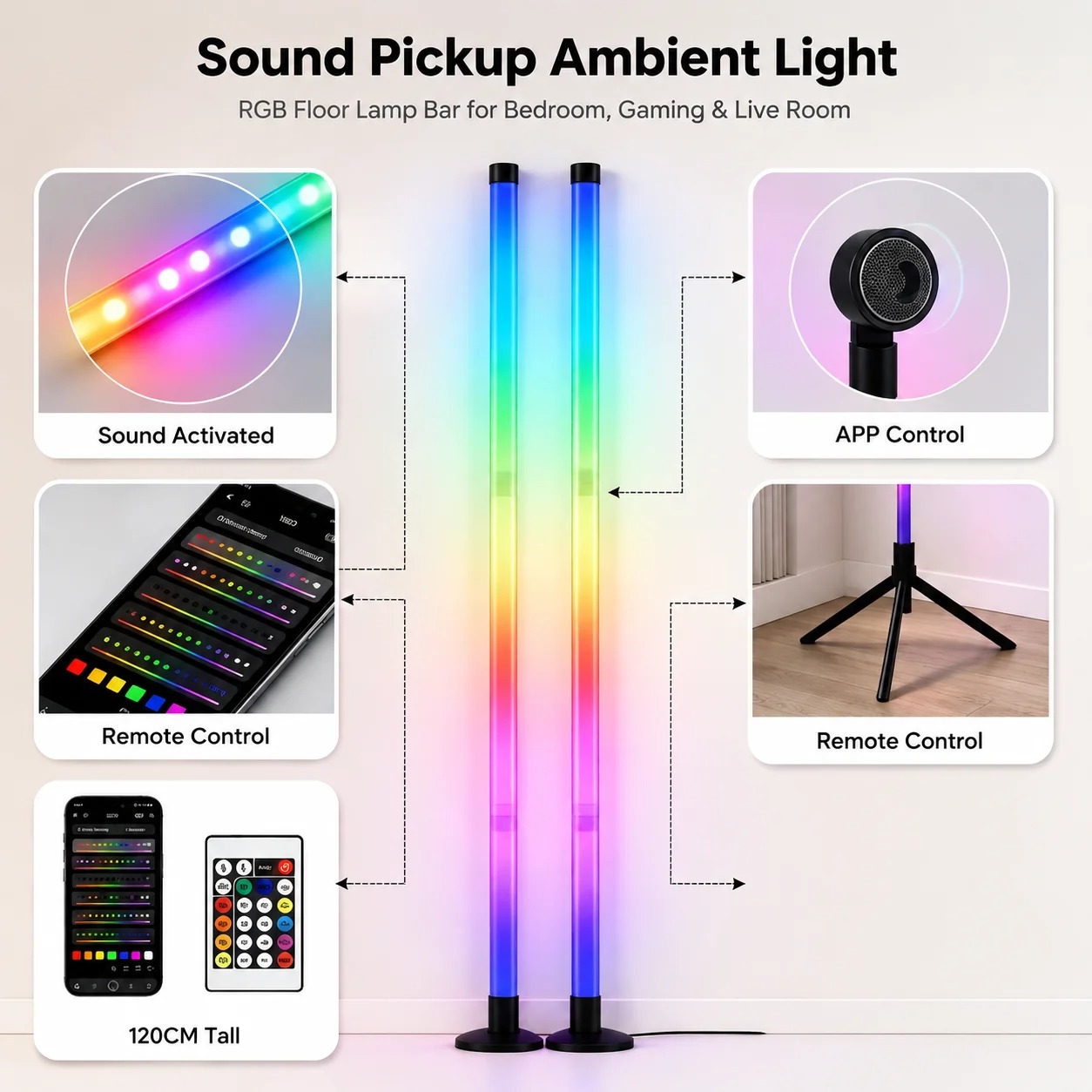 2 Pack RGB LED Corner Floor La - Decor Lighting Floor Lamps 评论和价格