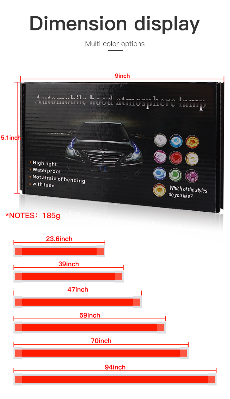12V White Car Hood Light Strip - Lighting Bolt Decor 评论和价格