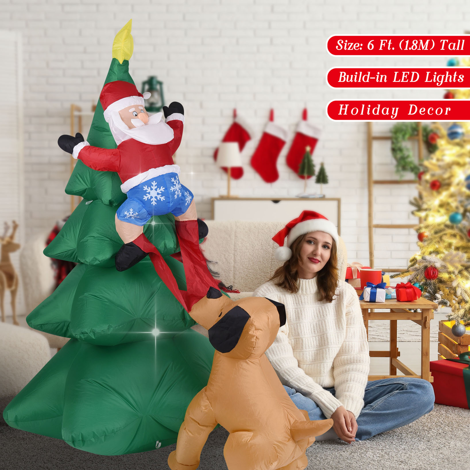 Christmas Inflatable Dog  w/Sa - Home Decor Lighting Tree 评论和价格
