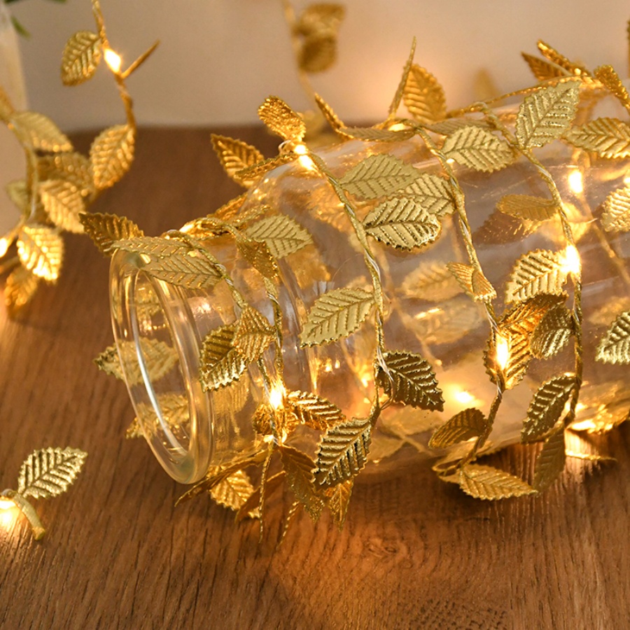 Golden Leaf Rattan Copper Wire - Outdoor Lighting Wedding Decor 评论和价格