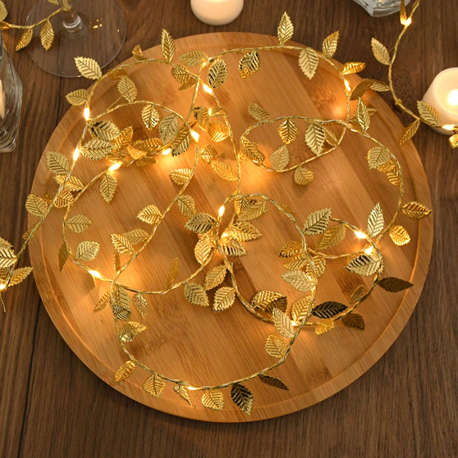 Golden Leaf Rattan Copper Wire - Outdoor Lighting Wedding Decor 评论和价格