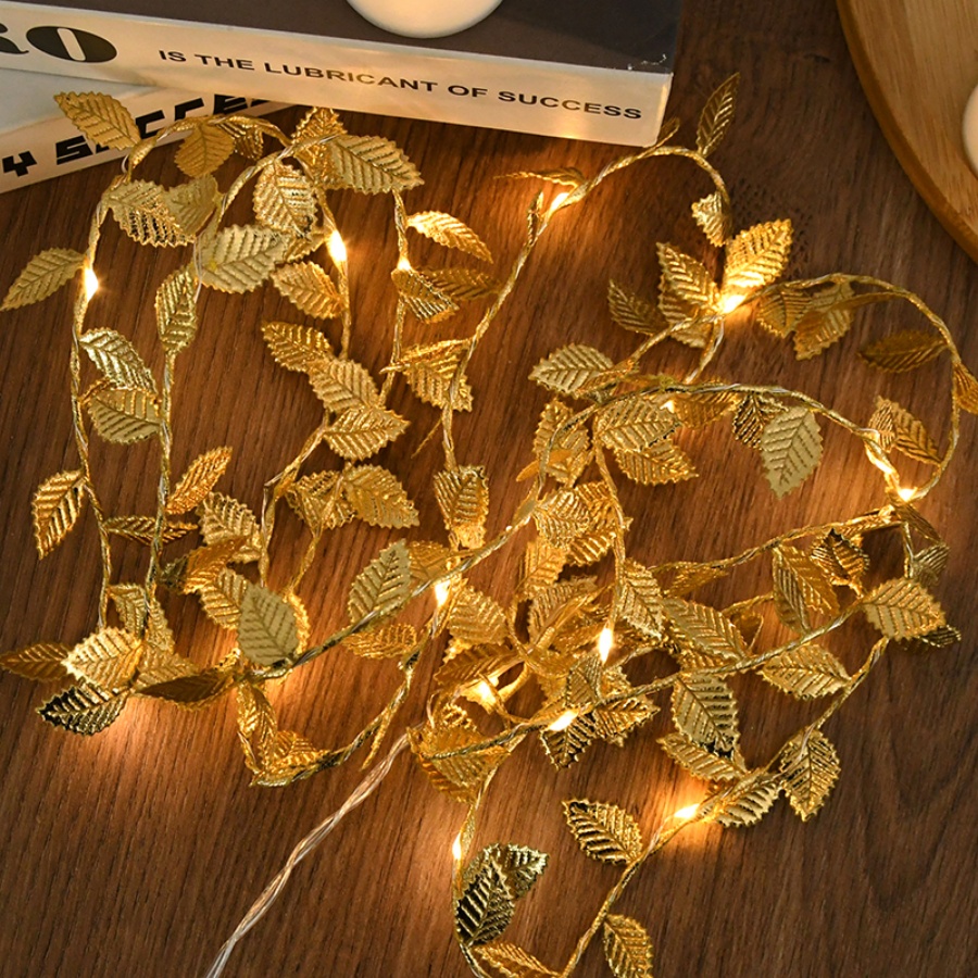 Golden Leaf Rattan Copper Wire - Outdoor Lighting Wedding Decor 评论和价格