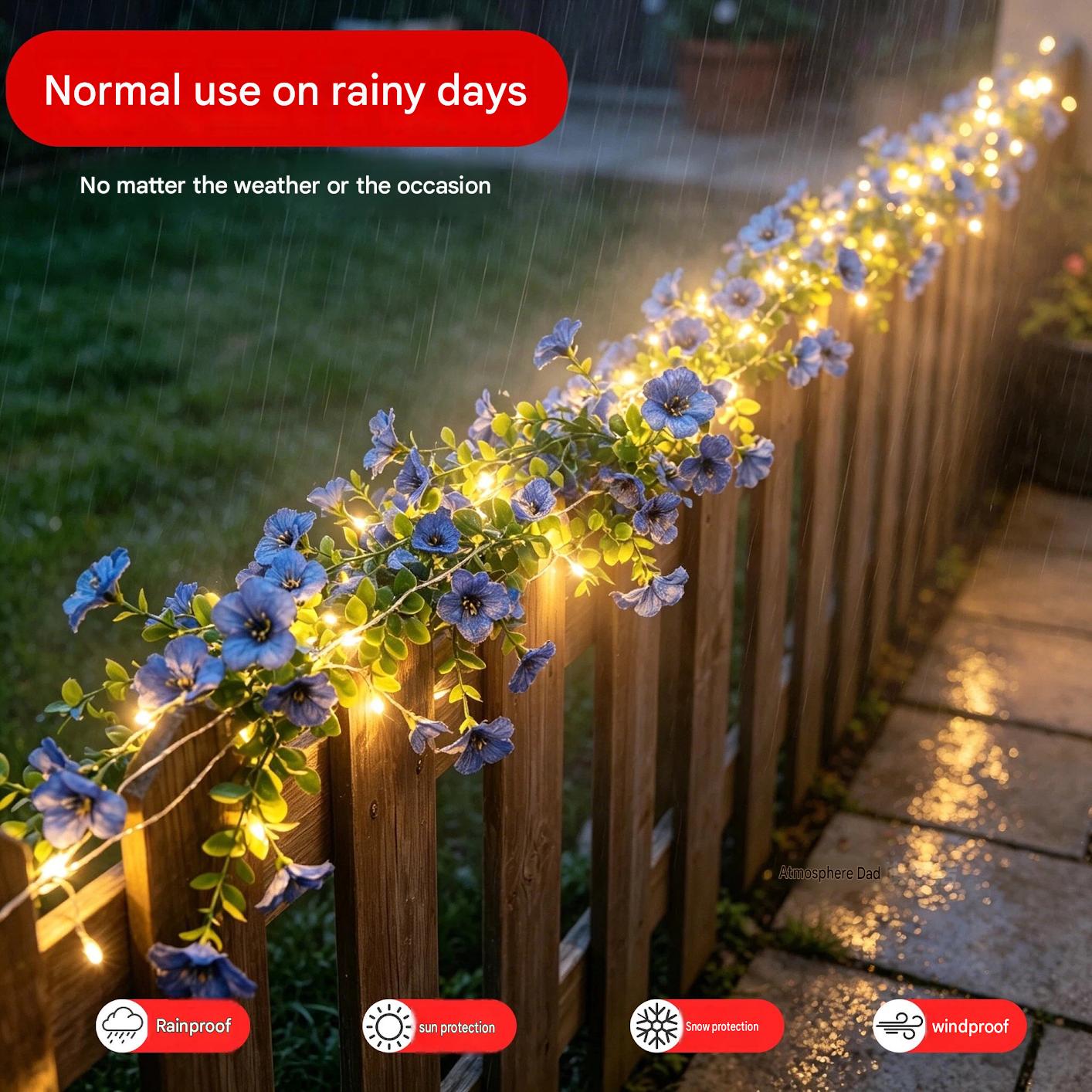 Solar Rose Vine String Lights  - Outdoor Lighting Wedding Decor 评论和价格
