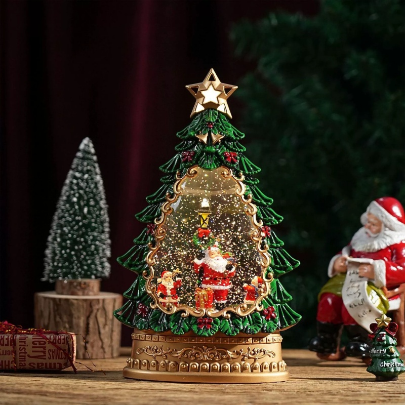Snow Globe Music Box Christmas - Home Decor Lighting Tree 评论和价格