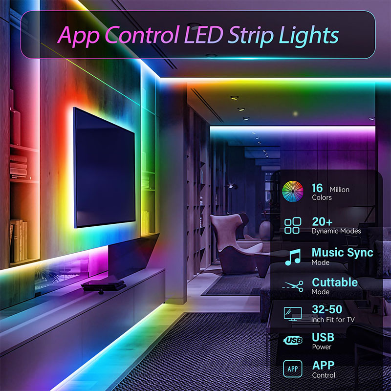 USB RGB LED Strip SMD3535 With - Lighting Bolt Decor 评论和价格