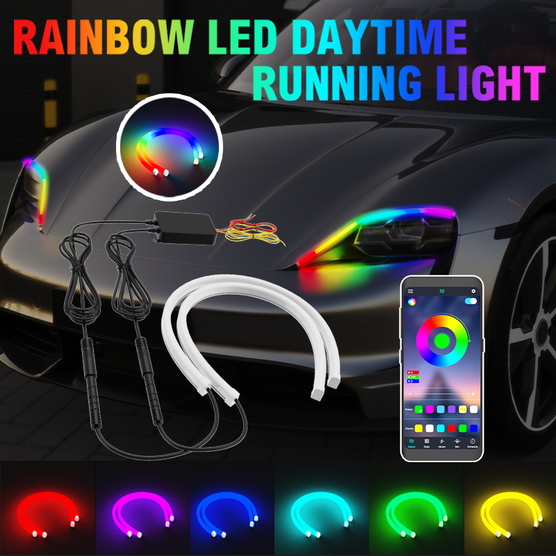 2PCS  30/45/60cm DRL Car LED D - Lighting Bolt Decor 评论和价格