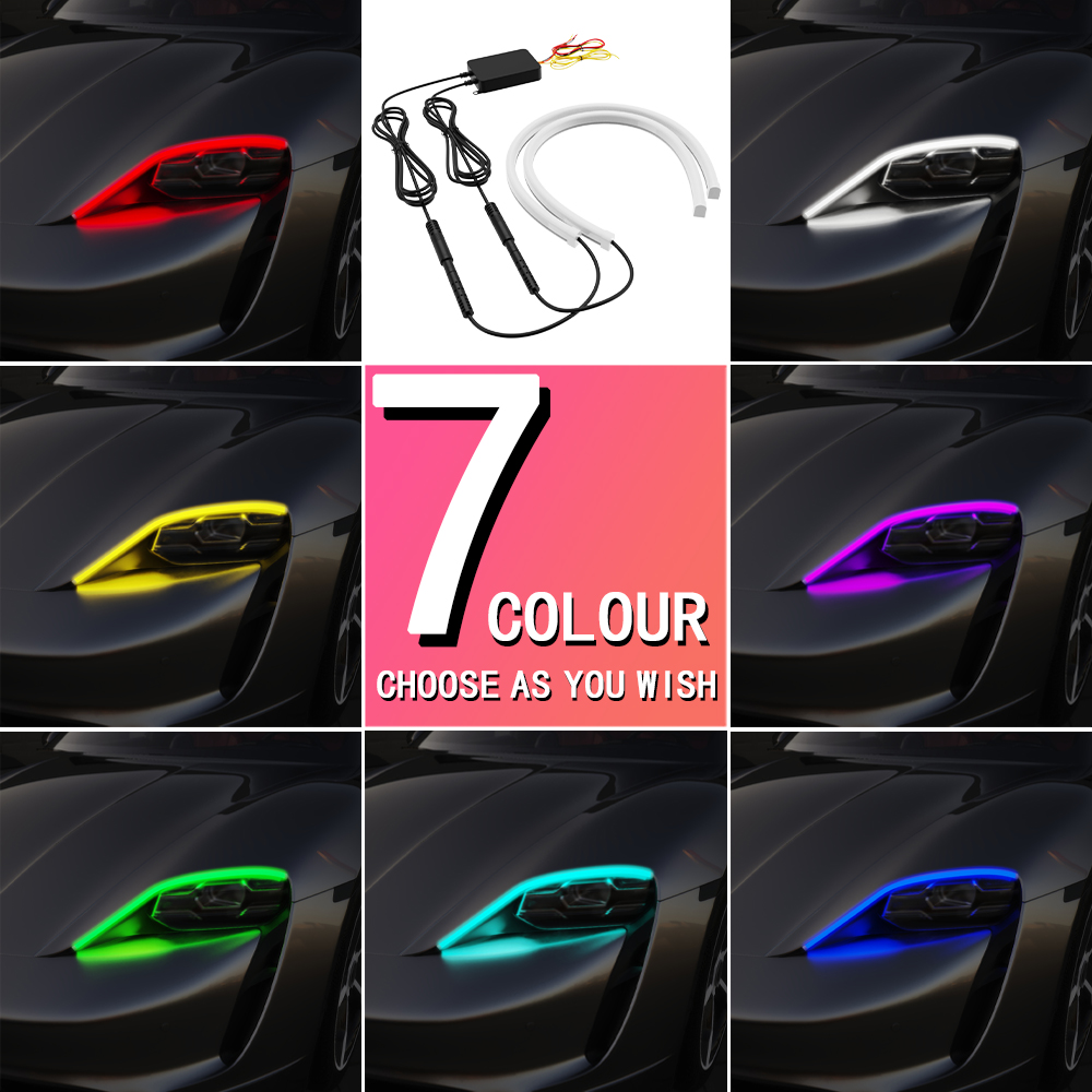 2PCS  30/45/60cm DRL Car LED D - Lighting Bolt Decor 评论和价格