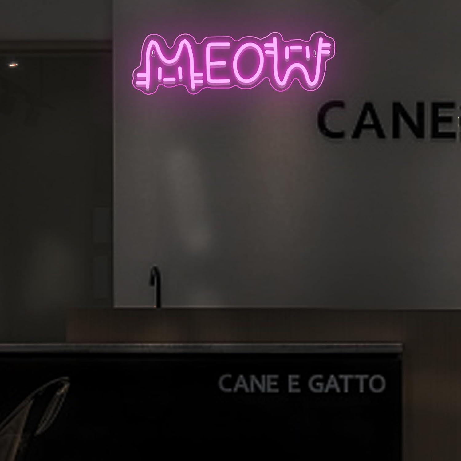 Meow Neon Sign Cat USB Powered - Lighting Decor For Home 评论和价格