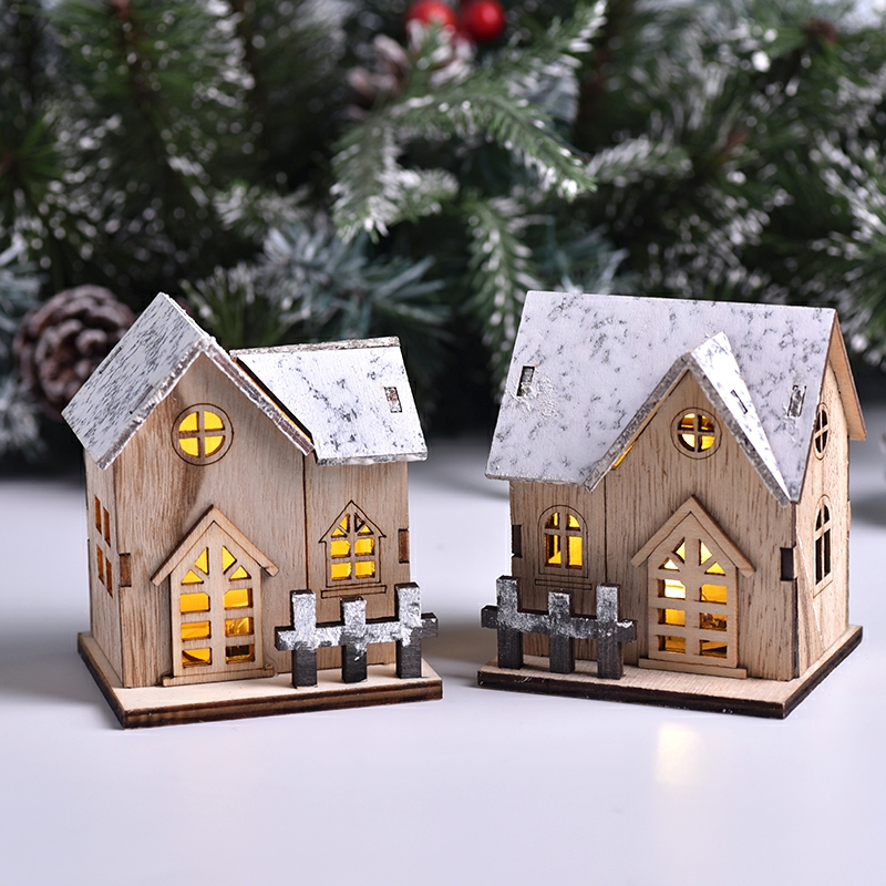 Christmas LED Light Wooden Hou - Home Decor Lighting Tree 评论和价格