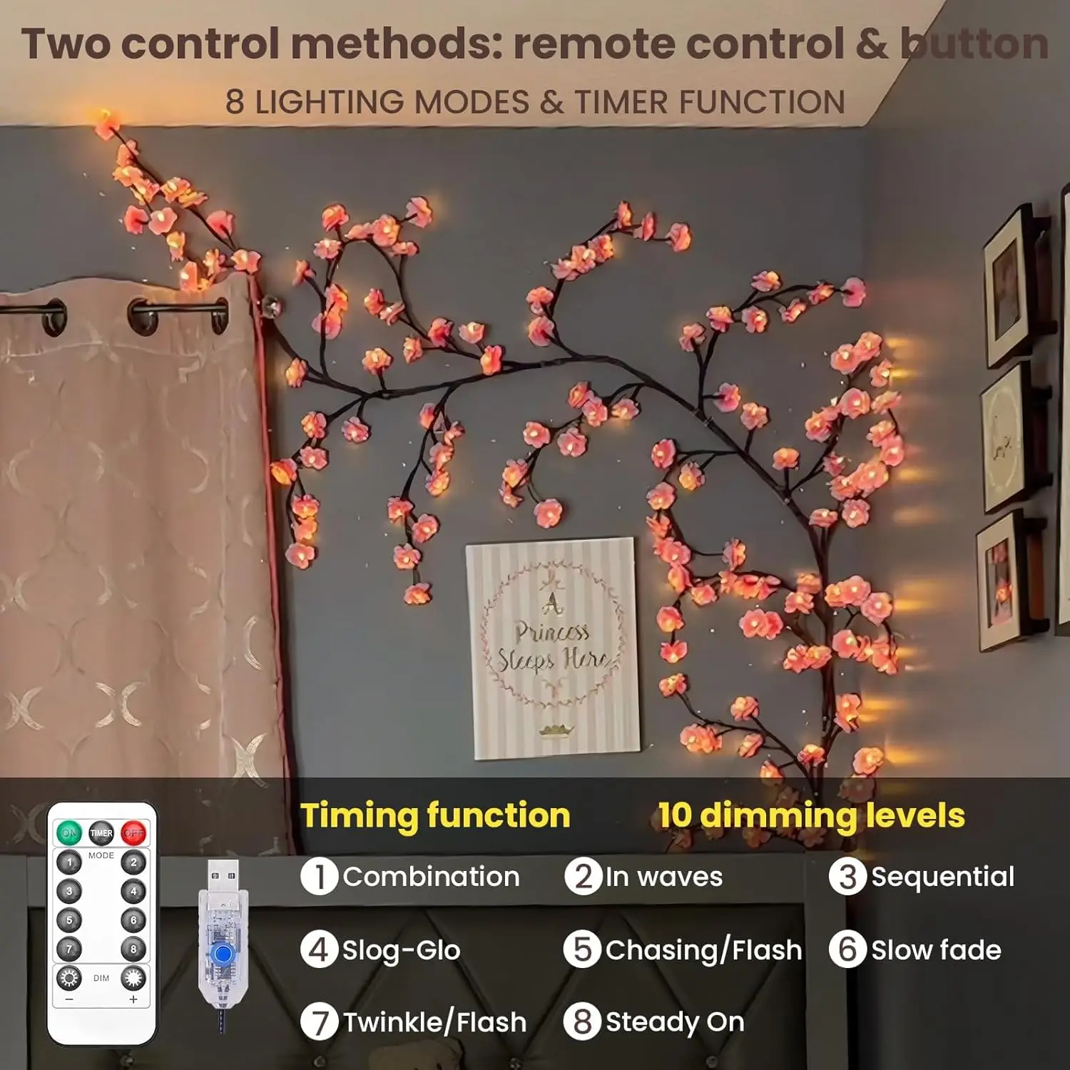 Cherry Blossom Willow Vine Twi - Home Decor Lighting Tree 评论和价格